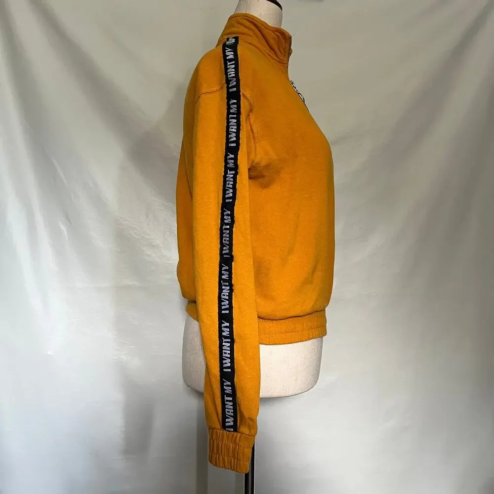 MTV Y2K Mustard 1/4 Zip Womens Sweeatshirt I Want My MTV Graphic Retro 90s - Picture 3 of 12